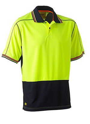 BK1219 Two Tone Hi Vis Polyester Mesh Short Sleeve Polo Shirt