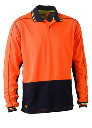BK6219 Two Tone Hi Vis Polyester Mesh Long Sleeve Polo Shirt