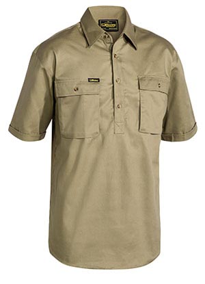 BSC1433 Closed Front Cotton Drill Shirt - Short Sleeve