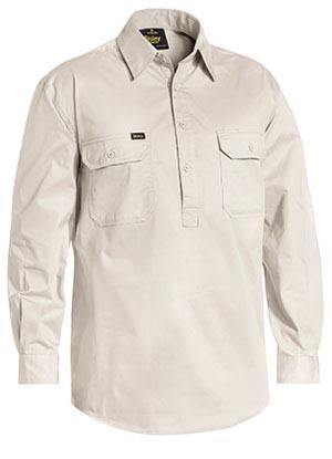BSC6820 Closed Front Cotton Light Weight Drill Shirt - Long Sleeve