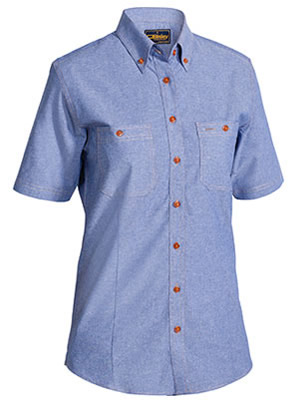 B71407L Ladies Chambray Shirt - Short Sleeve