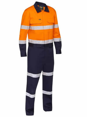 BC6066T Taped Hi Vis Work Coverall with Waist Zip Opening