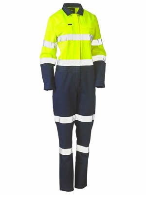 BCL6066T Womens Taped Hi Vis Cotton Drill Coverall