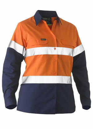 BL6996T Women's Taped Two Tone Hi Vis Recycled Drill Shirt